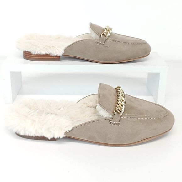 Torrid Faux Fur Slip On Mules Neutral Size 9WW - Picture 8 of 10